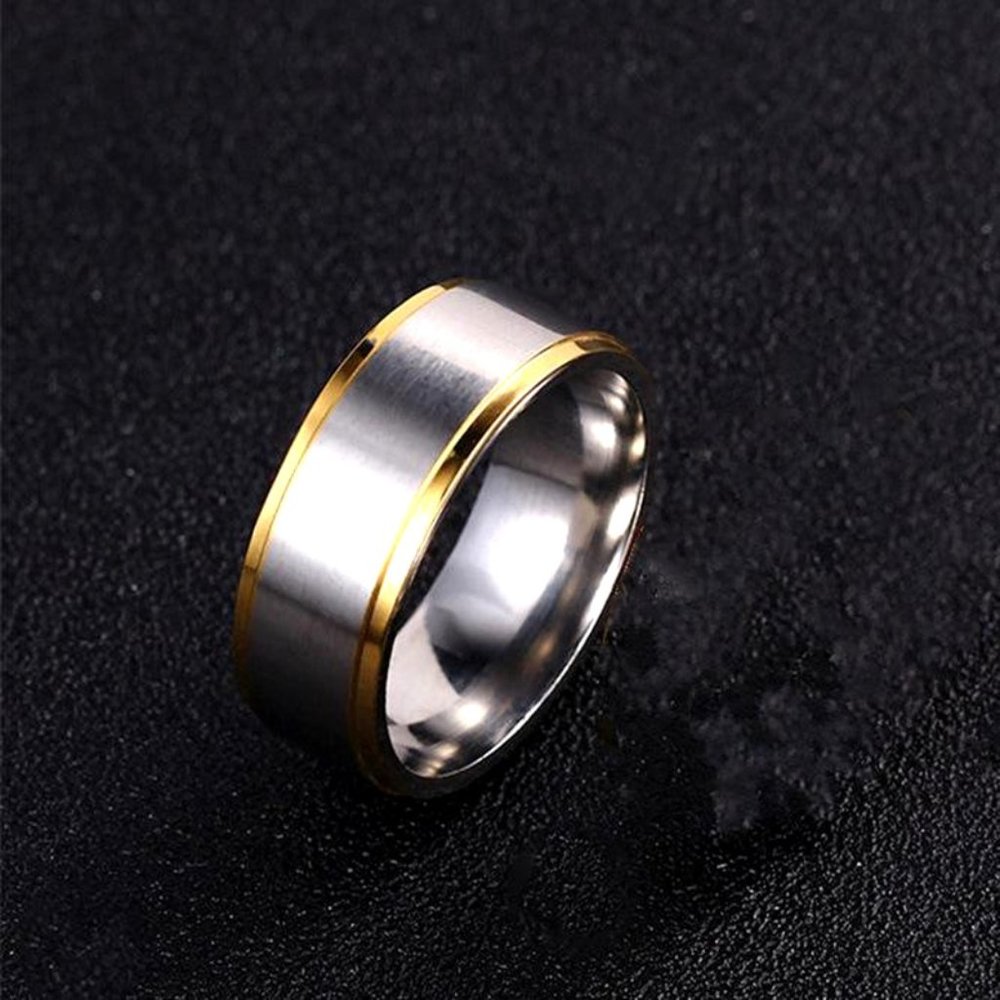 NWT Men's Titanium Stainless Steel and Gold Ring